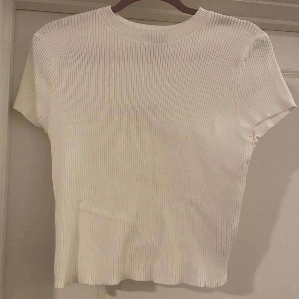 Forever 21 ribbed crop sweater white